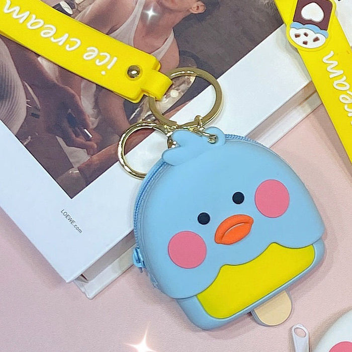 Wholesale keychain wallets Cartoon Epoxy Little Yellow Duck Coin Purse Keychain Pendant MOQ≥5 JDC-KC-XinJY002