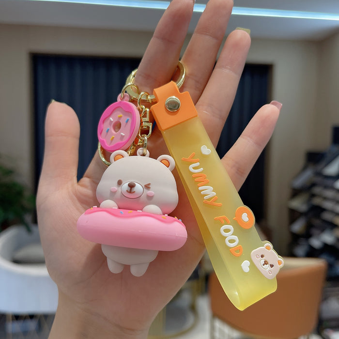 Wholesale Keychains pvc gluttonous bear cute MOQ≥2 JDC-KC-AnG023