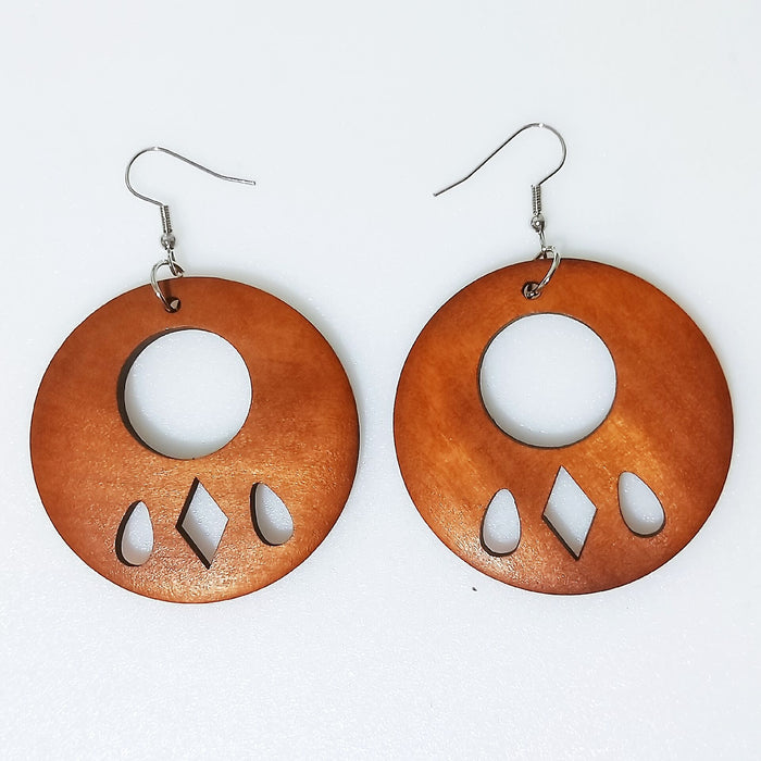 Wholesale African Collection Carved Round Wood Earrings JDC-ES-AnX016