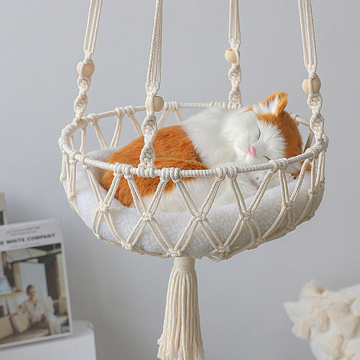 Wholesale boho woven cat litter hammock pet net pocket MOQ≥2 JDC-DC-RXin012