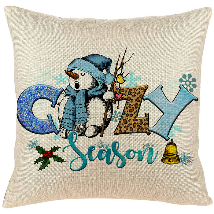 Wholesale Pillowcase Christmas Snowman Linen Print JDC-PW-Yuchuang006