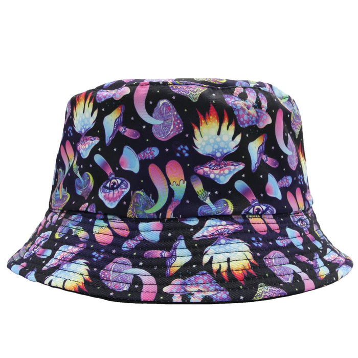 Wholesale mushroom fisherman hat women summer double-sided wearable cartoon printing pot hat JDC-FH-SS008