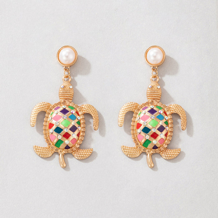 Wholesale Pearl Color Turtle Diamond Alloy Earrings JDC-ES-C188