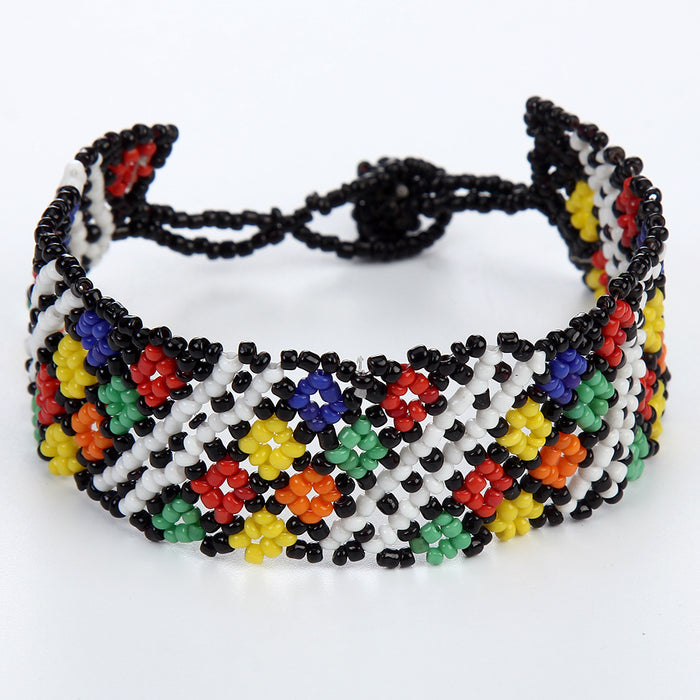 Wholesale rice bead mixed color  hand woven ethnic style bracelet JDC-BT-ZheQ019