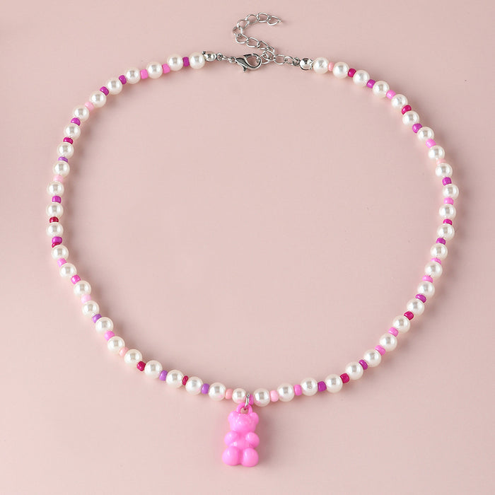 Jewelry WholesaleWholesale Bear Rice Bead Imitation Pearl Resin Necklace JDC-NE-NZ324 Necklaces 奈珠 %variant_option1% %variant_option2% %variant_option3%  Factory Price JoyasDeChina Joyas De China