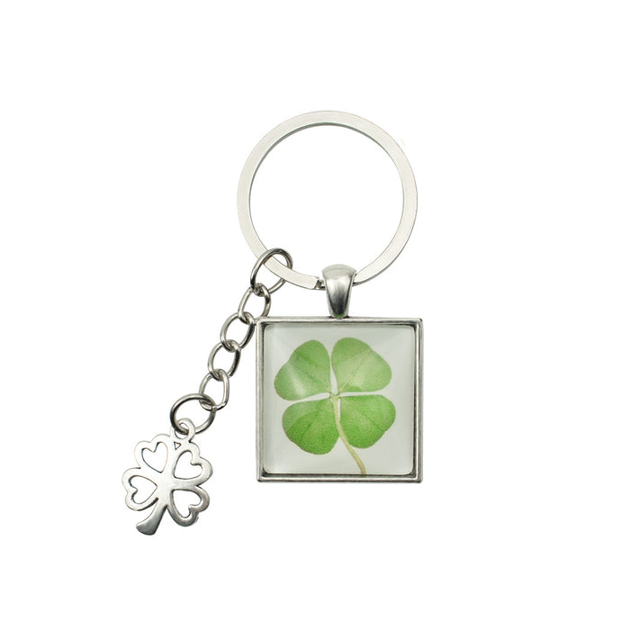 Wholesale Clover Keychain Square Clover Pendant MOQ≥2 JDC-KC-ZaoY003