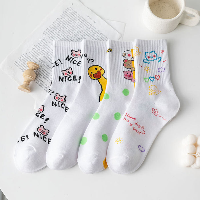 Wholesale tube socks small fresh college style cute cartoon JDC-SK-CYu014