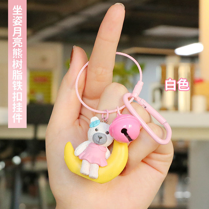 Wholesale Keychain Resin Cute Cartoon Moon Bear JDC-KC-XTang013