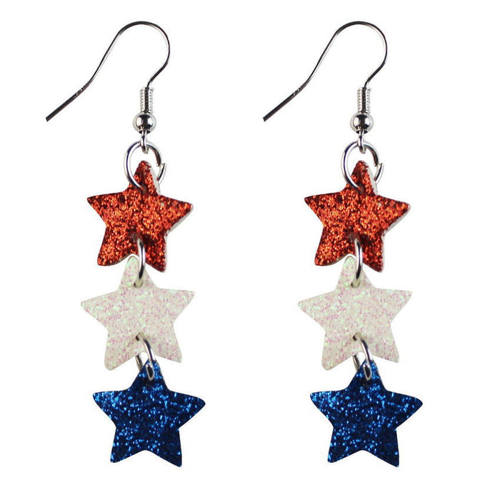 Wholesale 4th of July Stars Stripes Flag Pattern Independence Day Leather Earrings JDC-ES-KDL004