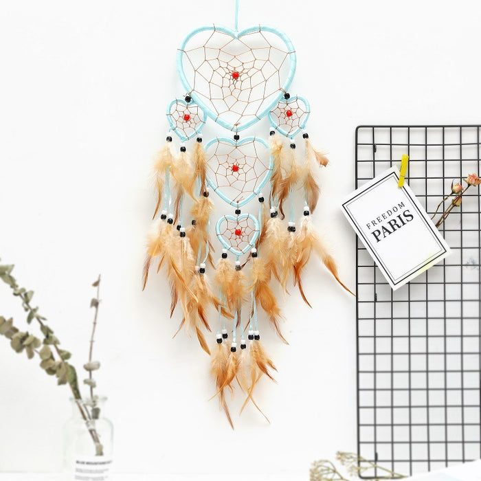 Wholesale Peach Heart Five Rings Dreamcatcher MOQ≥2 JDC-DC-JYun003