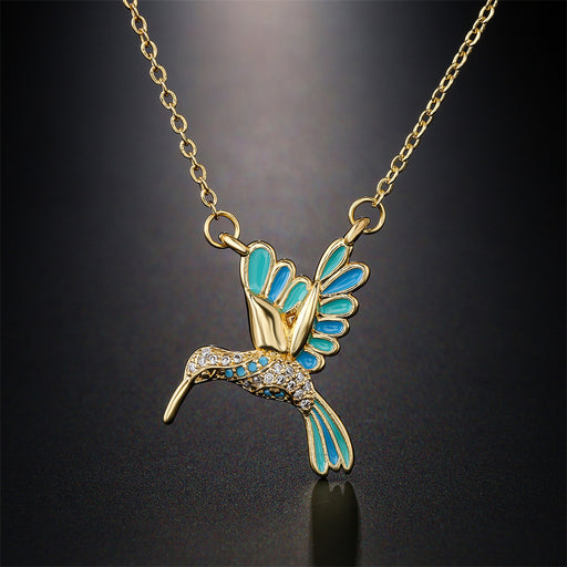 Jewelry WholesaleWholesale dripping oil personality fairy bird pendant copper plated real gold necklace JDC-NE-AG149 Necklaces 澳古 %variant_option1% %variant_option2% %variant_option3%  Factory Price JoyasDeChina Joyas De China