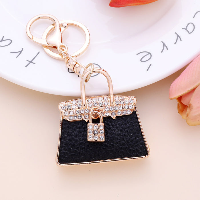 Wholesale Leather Rhinestone Bag Shape Alloy Keychain MOQ≥2 JDC-KC-ChaoK027