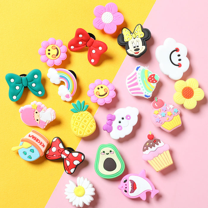 Wholesale Random 20pcs Croc Charms Cartoon PVC Soft DIY Shoe Accessories JDC-CCS-YunX002