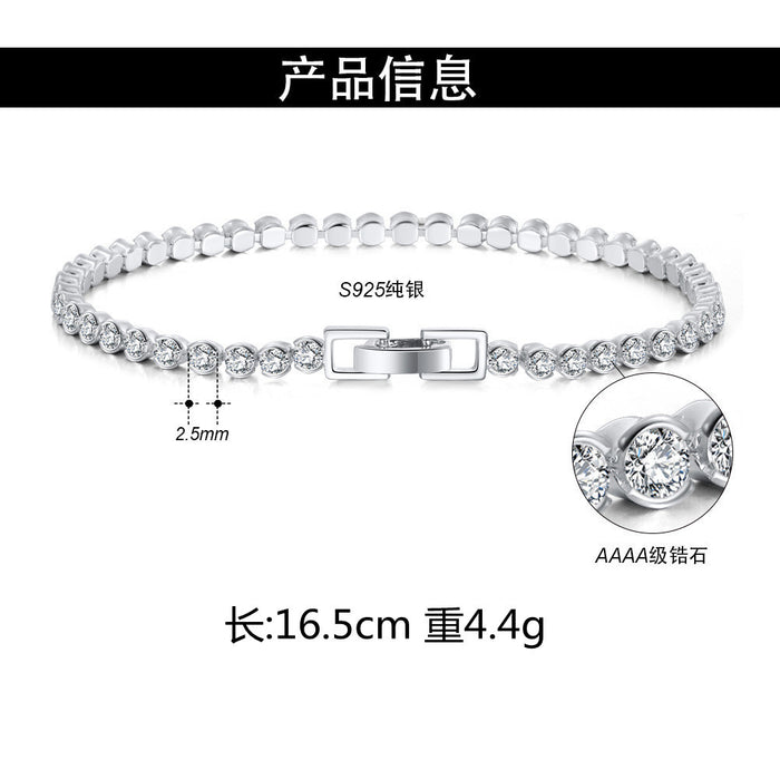 Jewelry WholesaleWholesale S925 Sterling Silver Bracelet inlaid tennis chain JDC-BT-ShangD006 Bracelet 尚达 %variant_option1% %variant_option2% %variant_option3%  Factory Price JoyasDeChina Joyas De China