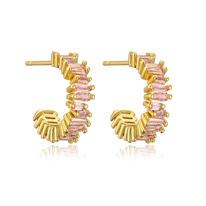 Light Luxury Copper Gold Plated Zircon C Earrings MIN QTY2 JDC-ES-J002