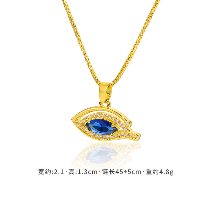 Wholesale colorful zircon fashion niche retro evil eye necklace JDC-NE-DRY004