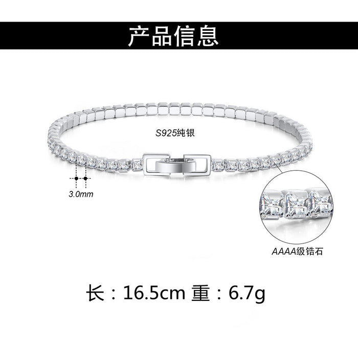 Jewelry WholesaleWholesale S925 Sterling Silver Bracelet inlaid square tennis chain JDC-BT-ShangD004 Bracelet 尚达 %variant_option1% %variant_option2% %variant_option3%  Factory Price JoyasDeChina Joyas De China