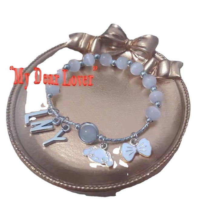 Wholesale Opal Bracelet ins Cute Simple Letter Bracelet JDC-BT-NiHuang009