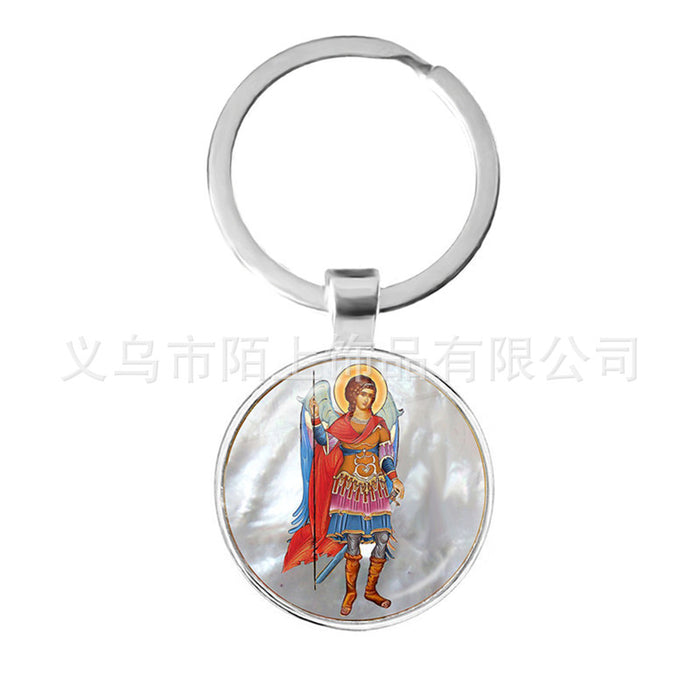 Wholesale St.Michael Russian Orthodox Time Gemstone Zinc Alloy Keychain JDC-KC-MoS001