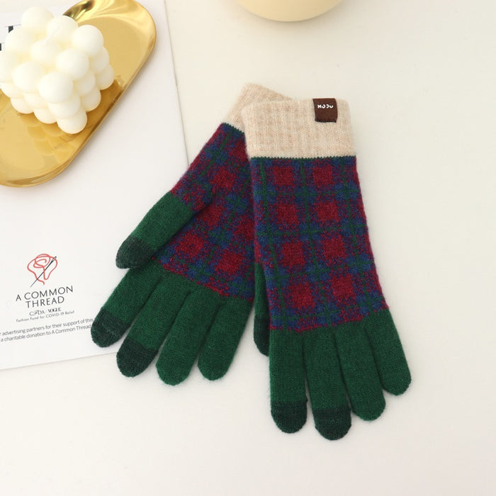 Wholesale Gloves Acrylic Thermal Check Knit Touch Screen JDC-GS-YanD007