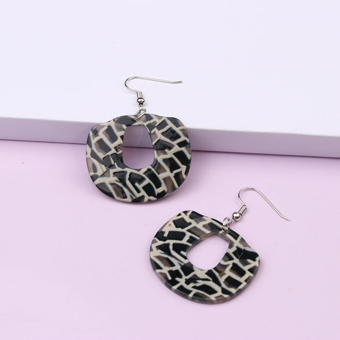 Wholesale acrylic check plate earrings temperament bow stitching MOQ≥2 JDC-ES-DUAI025