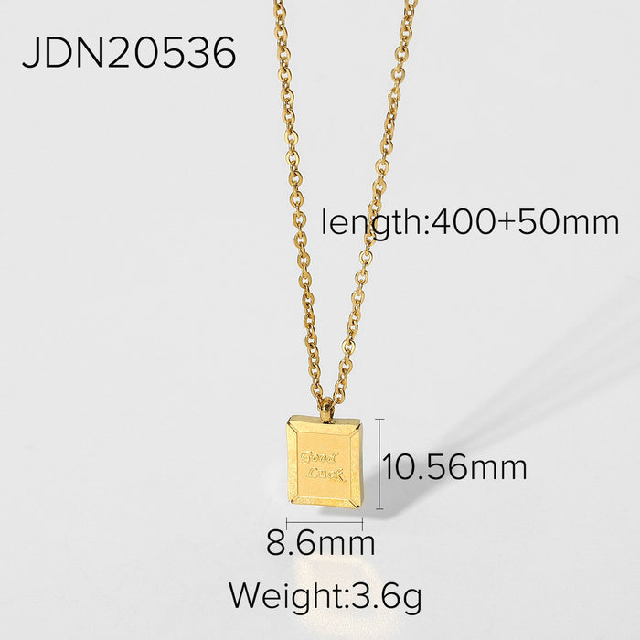 Wholesale Titanium Steel Round Diamond Eight-pointed Star Love Pendant Necklace JDC-NE-JD394