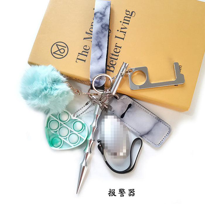 Jewelry WholesaleWholesale self-defense keychain anti-wolf alarm 9 piece set hair ball Self defense keychain JDC-KC-Meic007 Keychains 美畅 %variant_option1% %variant_option2% %variant_option3%  Factory Price JoyasDeChina Joyas De China