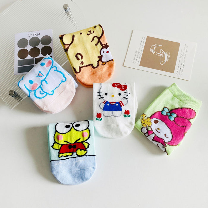 Wholesale Sock Cotton Mid Tube Breathable Sweat Absorb Cute Cartoon (S) MOQ≥2 JDC-SK-QinY004