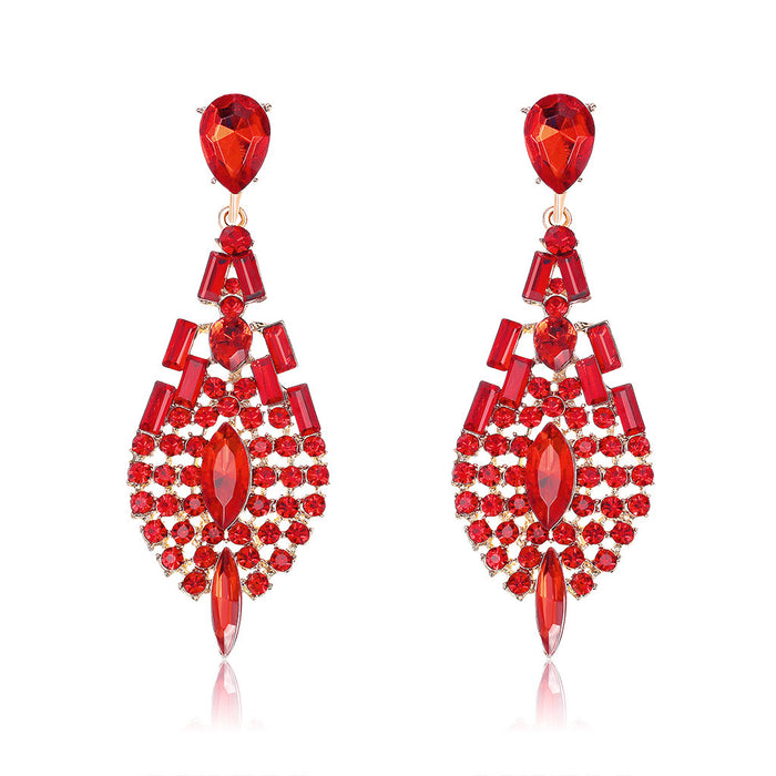 Wholesale Zinc Alloy Stereo Crystal Tassel Acrylic Rhinestone Earrings JDC-ES-GSDB052