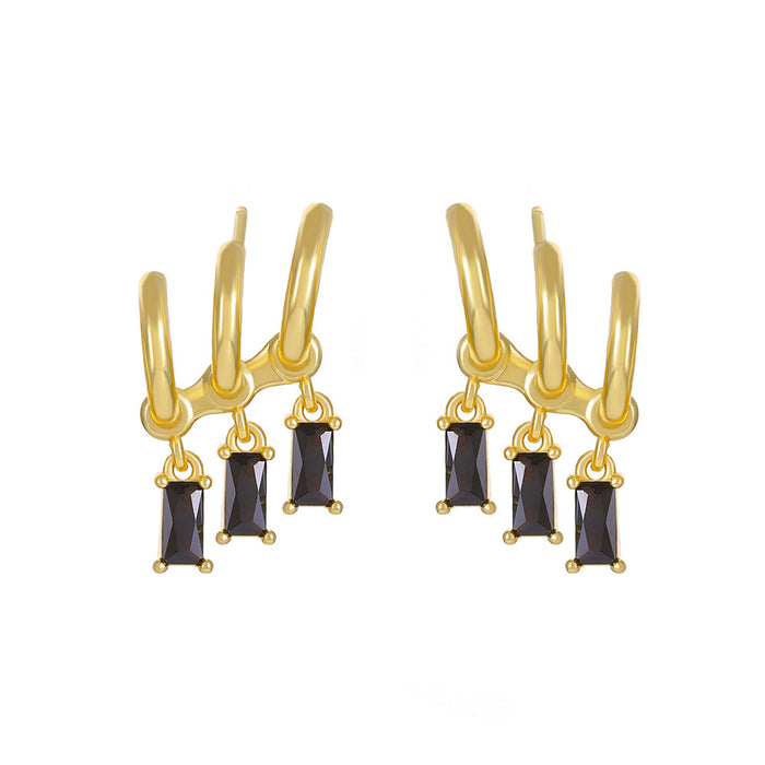 Wholesale Earrings Alloy Black Square Diamond Tassels JDC-ES-A549