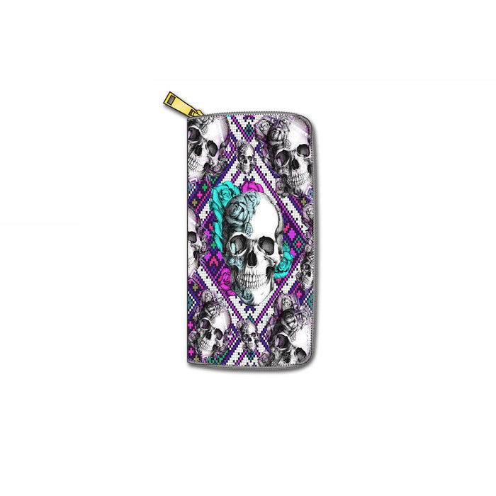 Wholesale Wallets PU Skull Print Zipper MOQ≥3 JDC-WT-Dengxin012