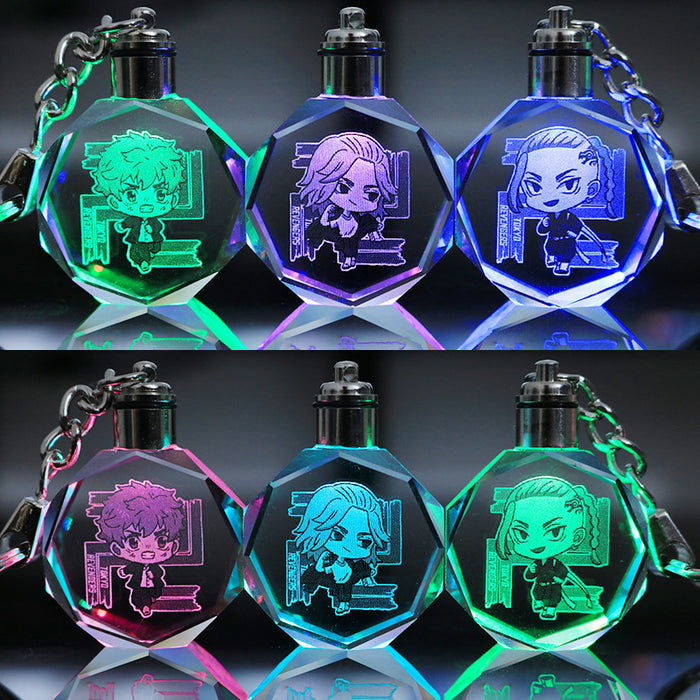 Wholesale Keychains Crystal LED Anime Peripherals Colorful Glow MOQ≥2 JDC-KC-LuoQ005