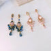 Jewelry WholesaleWholesale vintage pink rose flower crystal tassel pendant earrings JDC-ES-HanD001 Earrings 韩朵 %variant_option1% %variant_option2% %variant_option3%  Factory Price JoyasDeChina Joyas De China