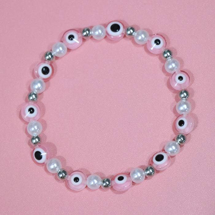 Wholesale Devil's Eye Bracelet Imitation Pearl Stretch Bracelet MOQ≥2 JDC-BT-HuoM004