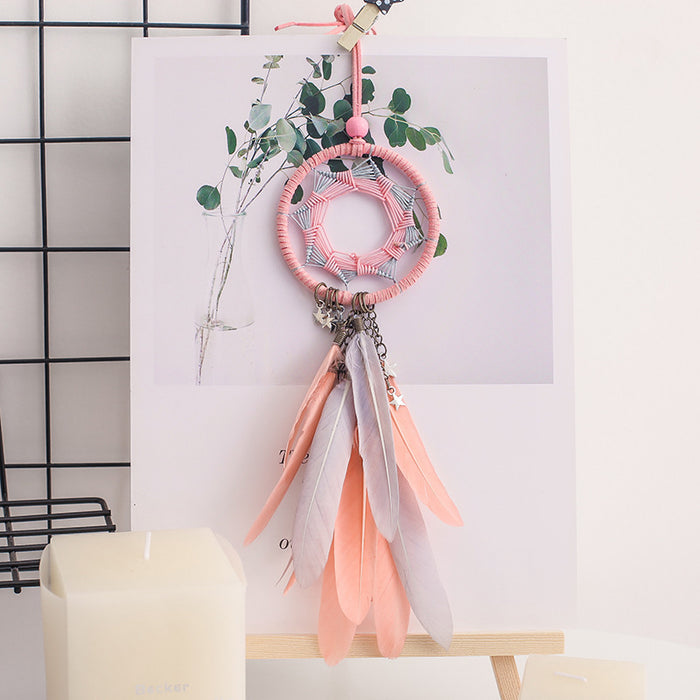 Wholesale Feather Dreamcatcher Ornament Woven Car Hanging  MOQ≥2 JDC-DC-RXin016