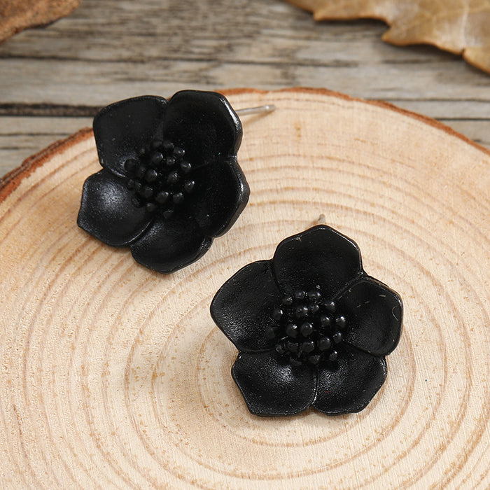 Wholesale Earrings Alloy Spray Painted Flowers MOQ≥2 JDC-ES-KaiQ059