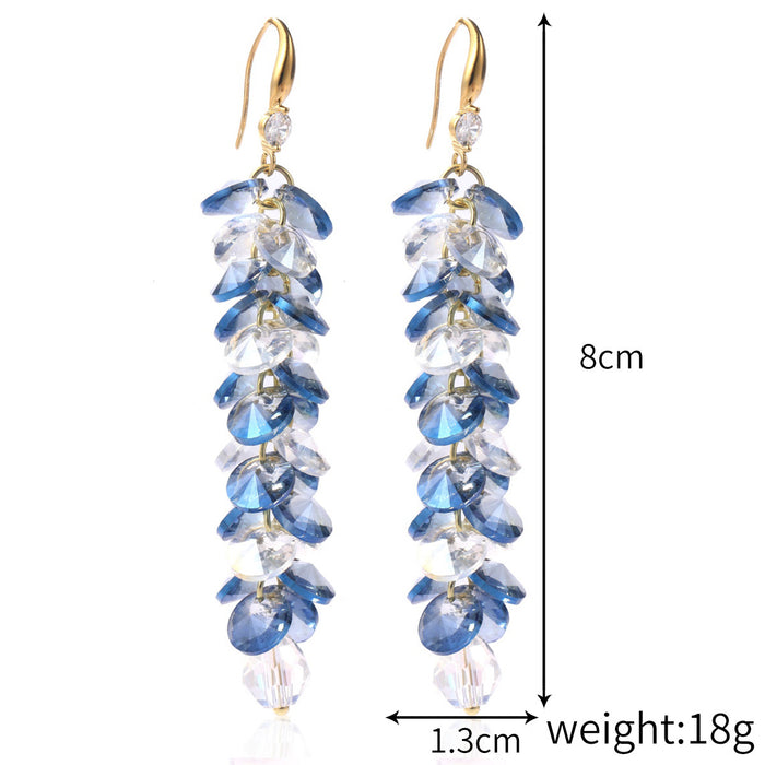 Wholesale Long Colorful Flower Heart Crystal Earrings JDC-ES-JiaYi001