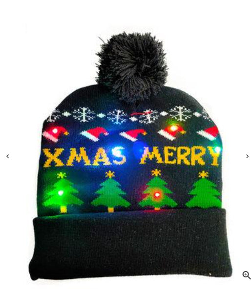 Wholesale Hat Acrylic Christmas Flange LED Light Knitted Hat MOQ≥2 JDC-FH-TYuan001