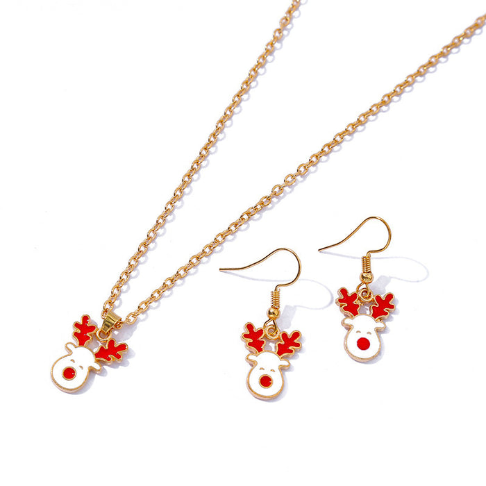 Wholesale Necklace Christmas Style Alloy Necklace Earrings Set Elk Style MOQ≥2 JDC-ES-HaoBiao009