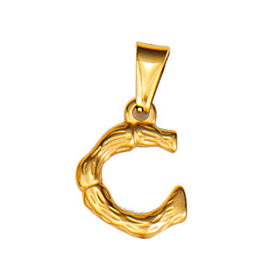 Wholesale Bamboo Three-dimensional Titanium Steel Plated 18K Gold Pendant MOQ≥2 JDC-PT-QianJ001