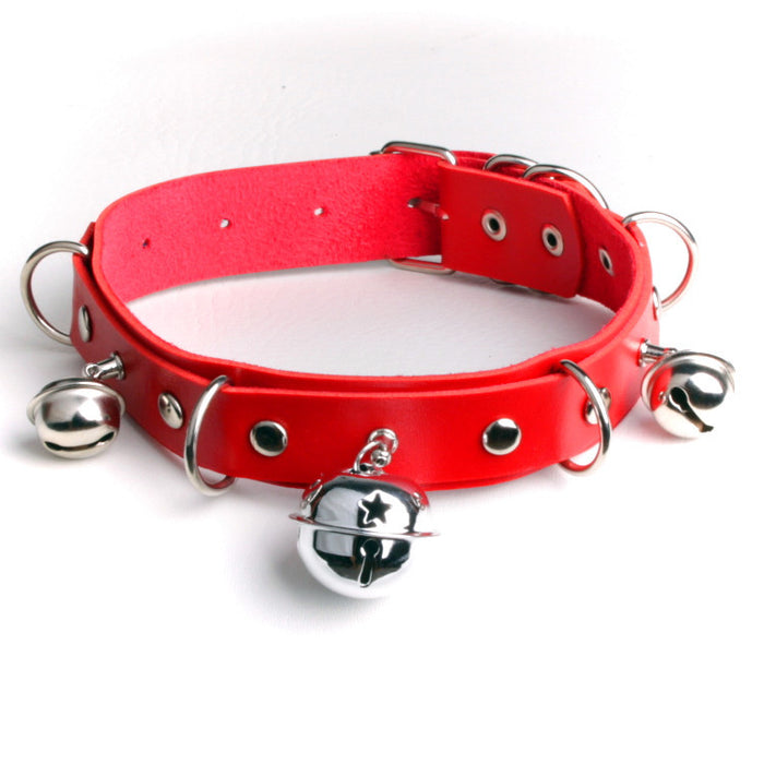 Wholesale double layer pu leather sexy big bell collar bondage choker necklace MOQ≥2 JDC-NE-HJ004