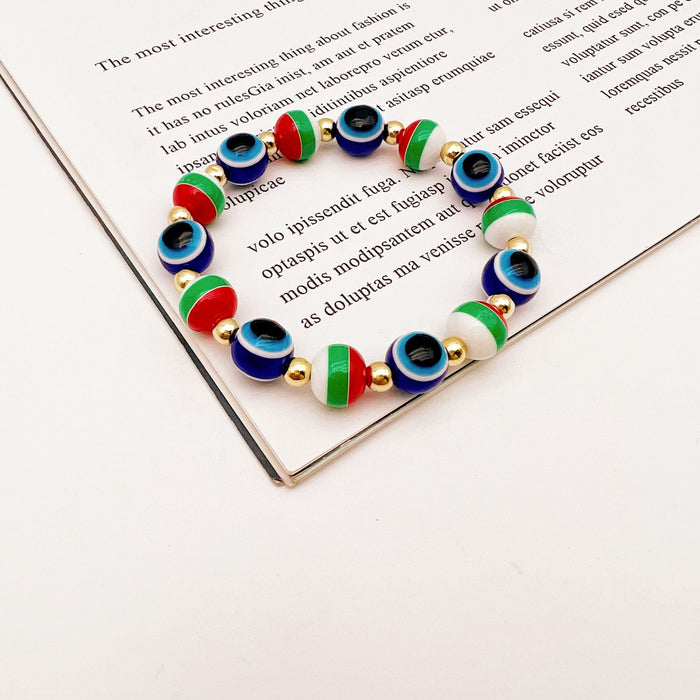 Wholesale Christmas Colorful Blue Eyes Stretch Bracelet MOQ≥2  JDC-BT-QingH003