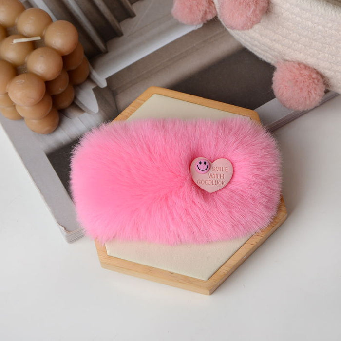 Wholesale Hair Clips Faux Rex Rabbit Fur Plush Cute Peach Heart MOQ≥2 JDC-HC-YEYE001