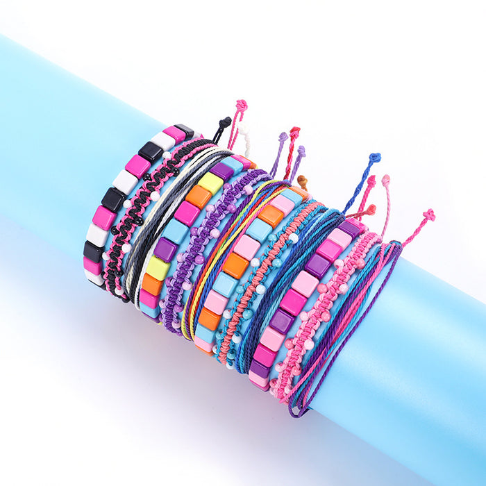 Wholesale Hand Braided Acrylic Colorful Rope Braids Multilayer Bracelet JDC-BT-ZengZ024