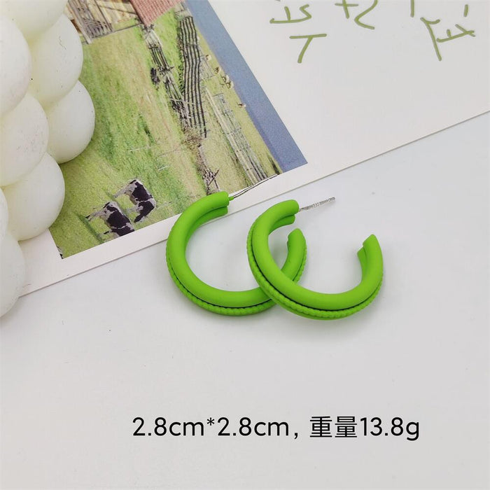 Jewelry WholesaleWholesale green S925 silver needle spray paint butterfly C circle square round earrings JDC-ES-FX007 Earrings 繁瑆 %variant_option1% %variant_option2% %variant_option3%  Factory Price JoyasDeChina Joyas De China