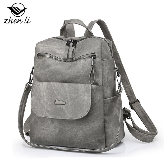 Wholesale Backpacks PU Solid Color Large Capacity JDC-BP-ZLD005