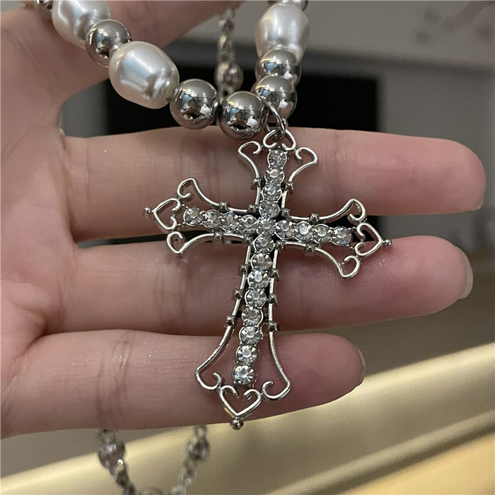 Wholesale Pearl Cross Necklace JDC-NE-YQ001