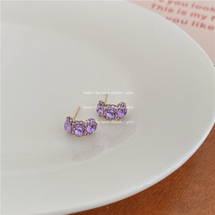 Wholesale pink purple rhinestone earrings girly style JDC-ES-Lfm010