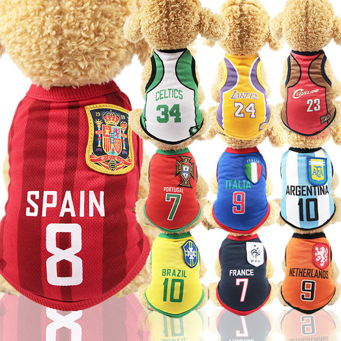 Wholesale Pet Spring Summer Mesh Vest World Cup Jerseys JDC-PC-Qimiao003