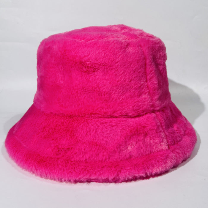 Wholesale Hat Rabbit Fur Solid Color Plush Thick Bucket Hat JDC-FH-XingT002